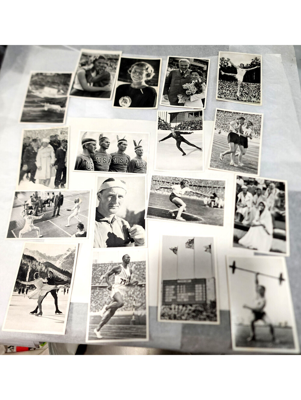 Lot 17 Antique 1936 Olympics German Cigarette Cards Jesse Owens Sonja Henie RPPC